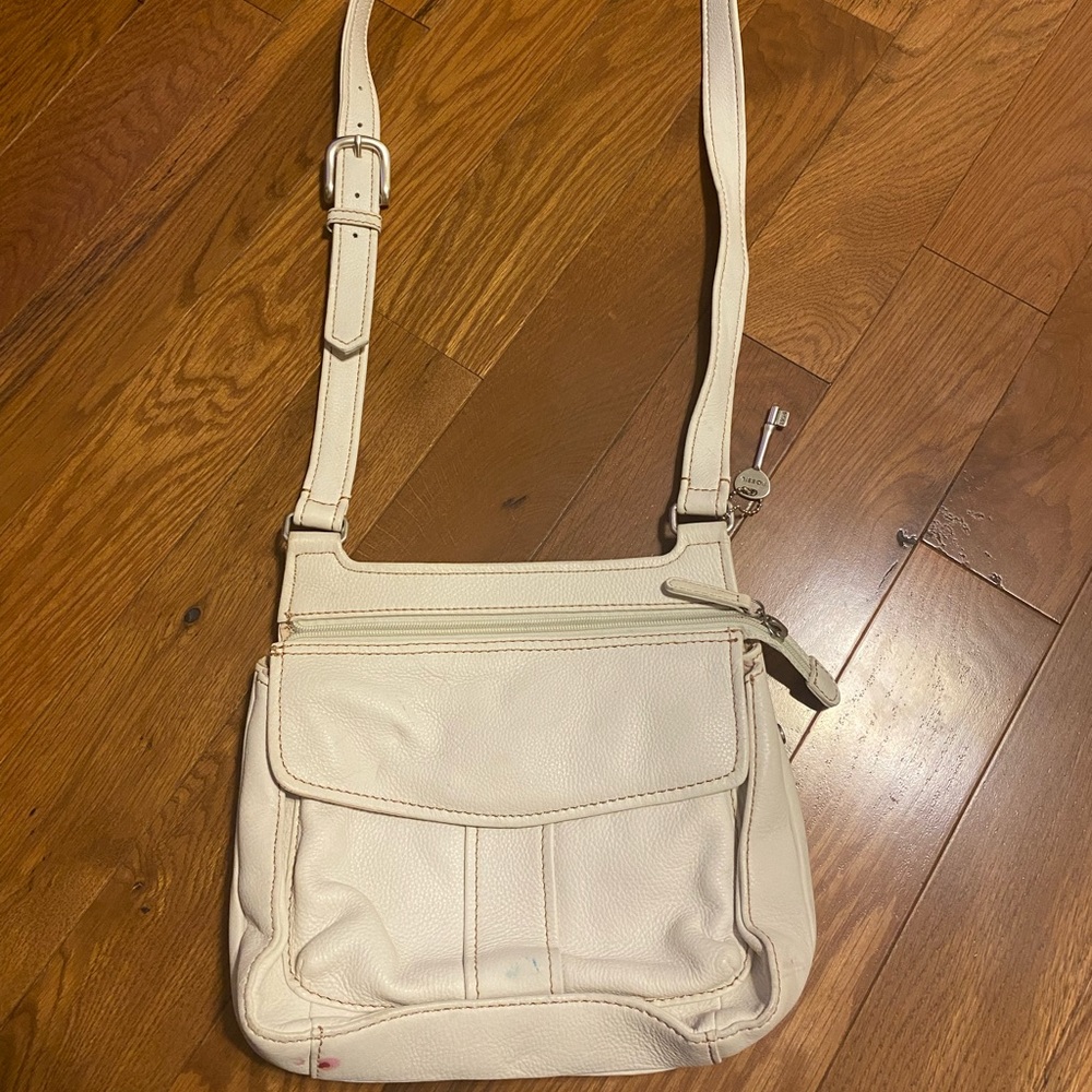Vintage white fossil cross-shoulder bag